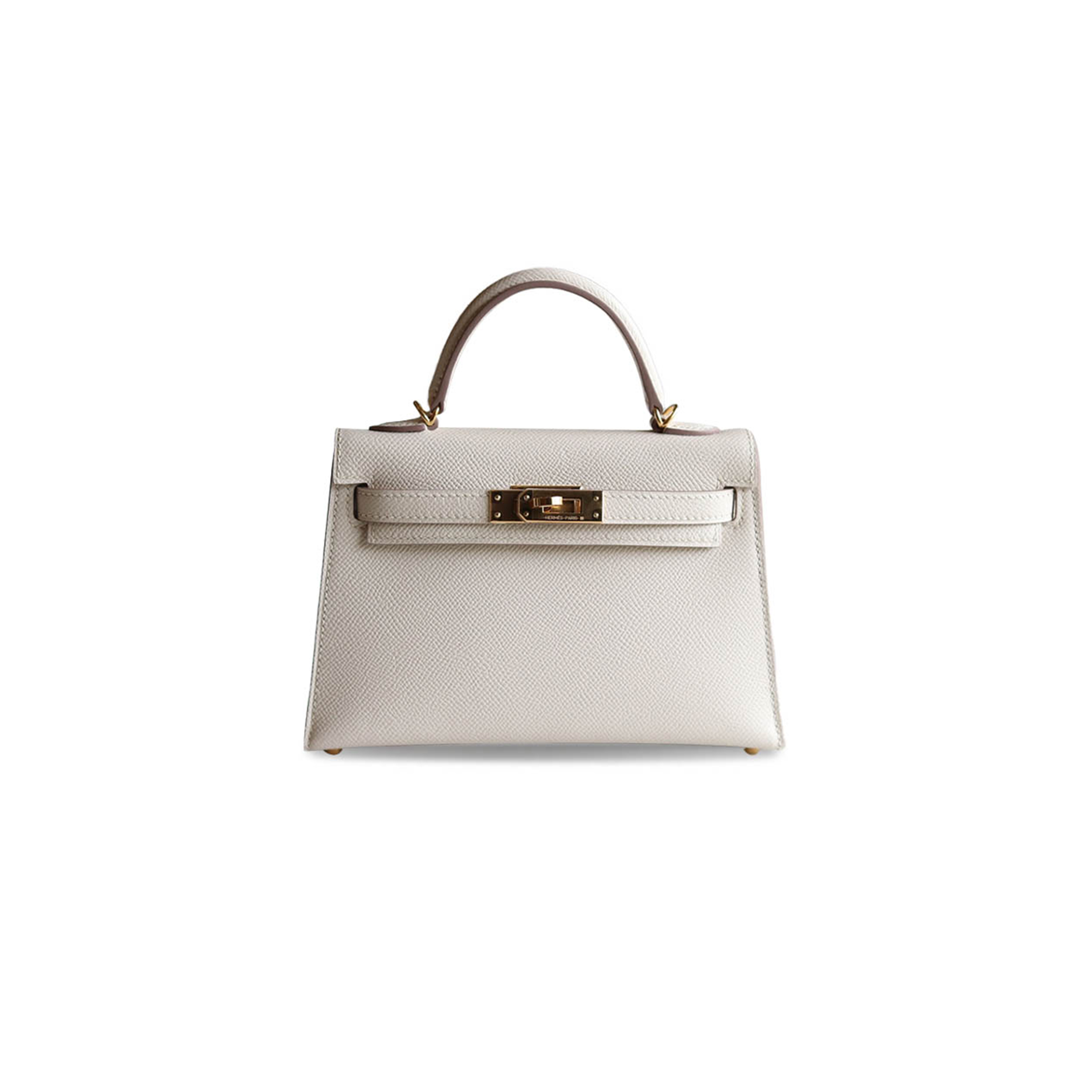 H**mes mini kelly ii epsom milkshake white gold buckle (19*12*5.5cm)